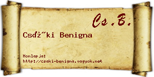 Csáki Benigna névjegykártya